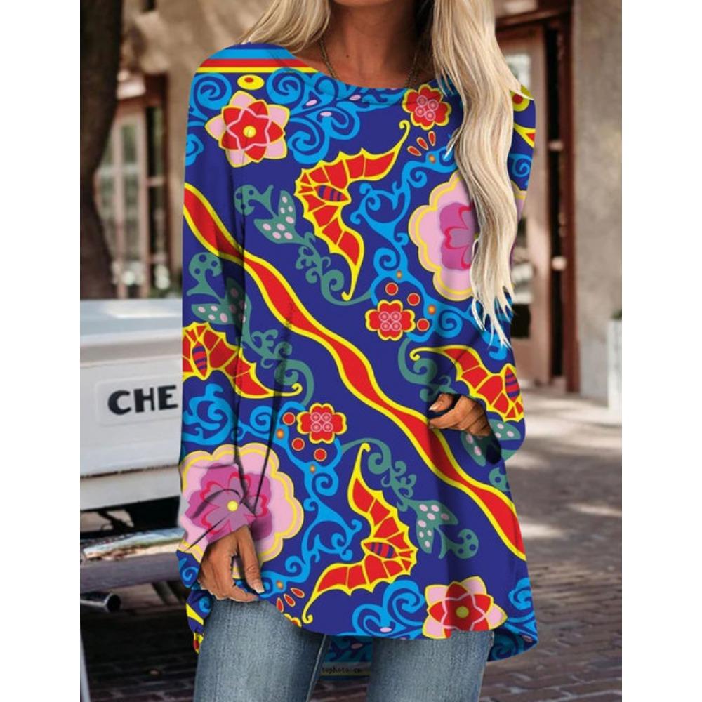 Женская футболка с длинным рукавом, новый топ с принтом, модная новая одежда на осень и зиму, свободная версия большого размера с длинным рукавом
