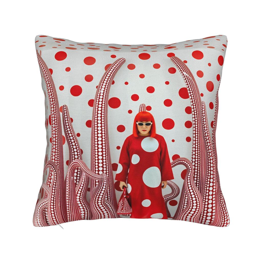 Yayoi Kusama Abstract Face Pillow Case Japanese Artist Custom Pillow Cover For Chair Sofa Home Decor Kawaii Cushion Cover