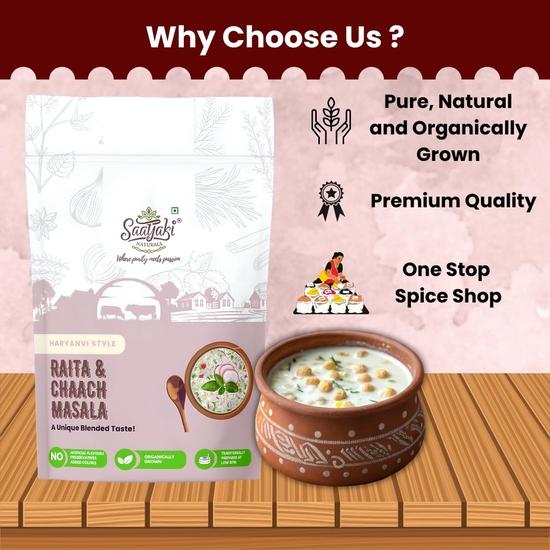 Saatyaki Naturals Raita & Chaach Masala - 400gm | Authentic Indian Spice Blend for Buttermilk, Freshly Grounded Aromatic Masala