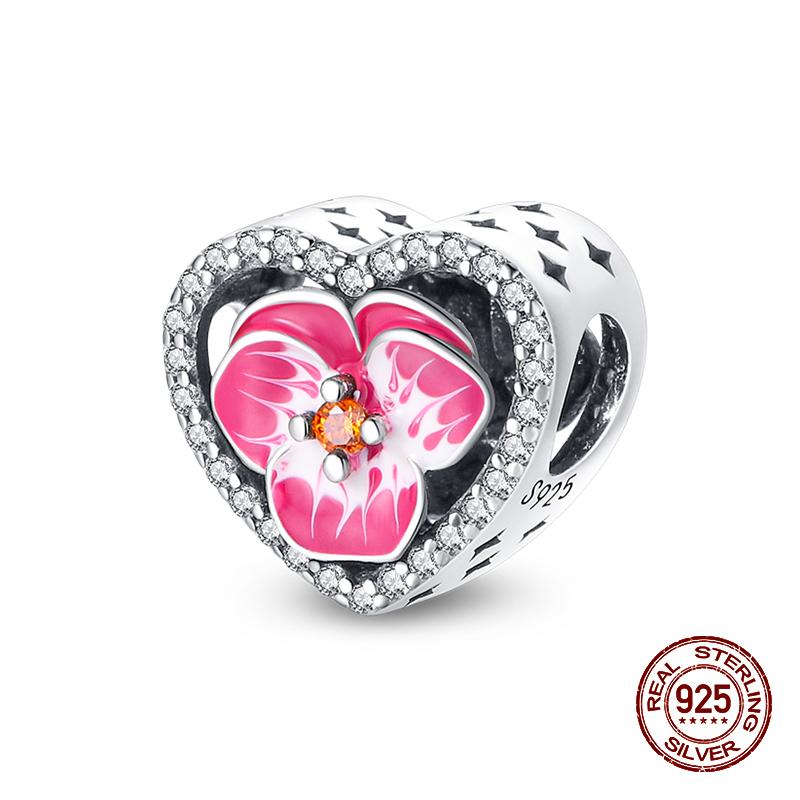 925 Sterling Silver Butterfly Tulip Iris Flower Charms Beads Fit 925 Original Bracelets Fine DIY Valentine Jewelry Gifts