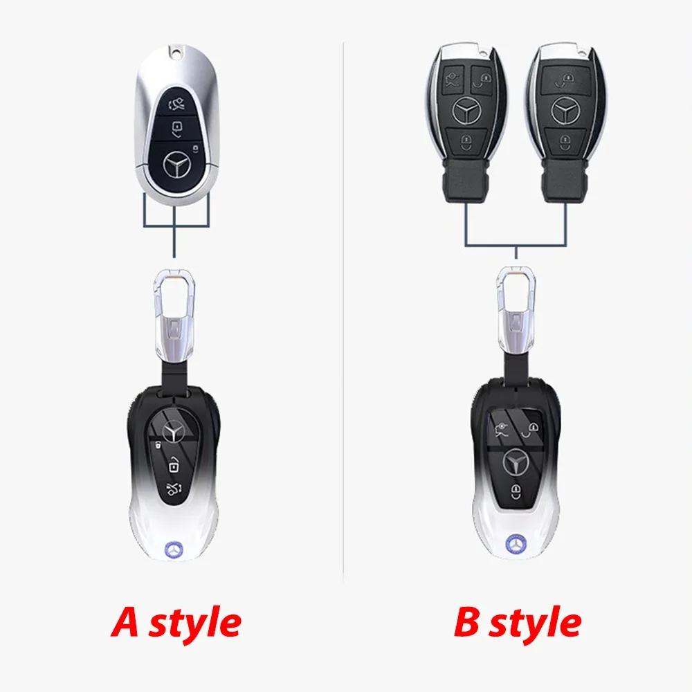 C200 E200 New 2025 For Mercedes Benz Fashion Ziny Alloy Car Key Case Cover Shell for Mercedes Benz AMG A B C E S Class W204 W205