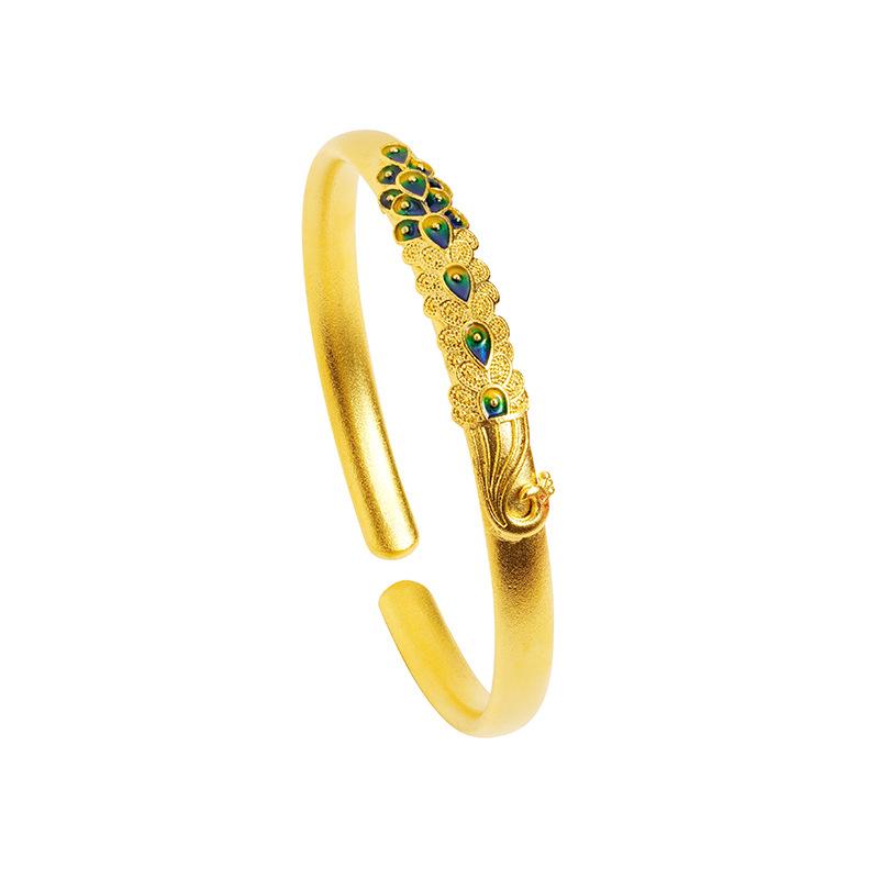 Enamel Open Peacock Bracelet Ethnic Style Women's Retro Versatile Jewelry