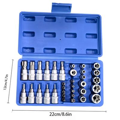 Набор торцевых головок Torx Star, 34 шт., с трещоточным ключом 3/8" и шестигранным ключом 5/16", комбинированный набор инструментов
