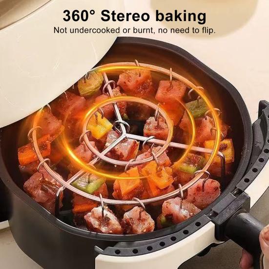 Air Fryer Skewer Stand Stainless Steel Vertical Grill Holder for Grilling Home Kitchen Kabobs Skewer Air Fryer Accessories for BBQ Lovers