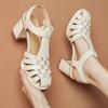 2024 Roman Sandals for Women Summer New High Heels Shoes Weave Cross Band Gladiator Sandals Woman Chunky Heeled Sandalias Mujer
