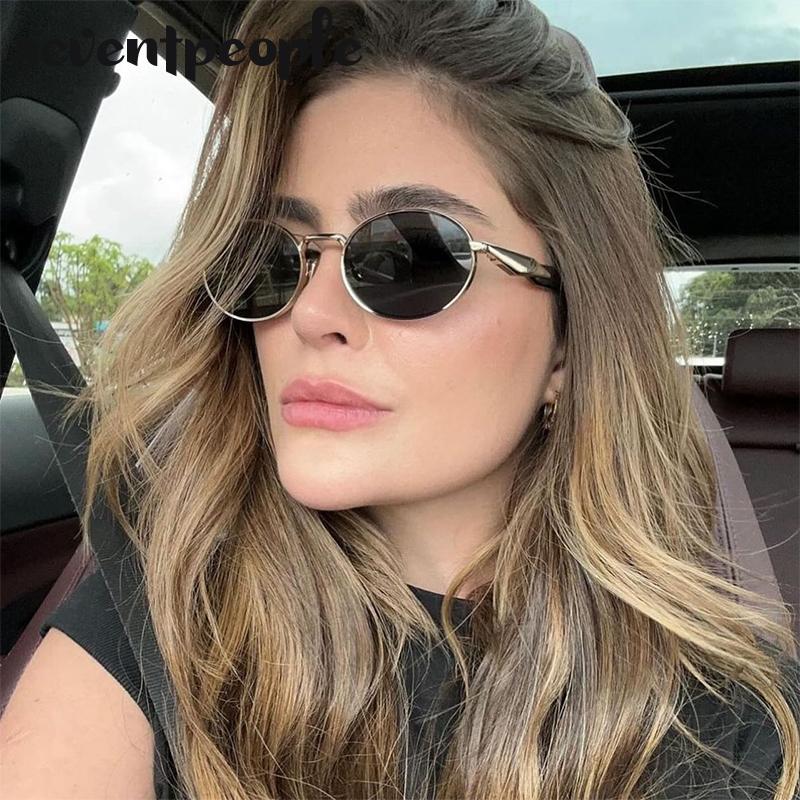 Vintage Metal Frame Round Sunglasses Women Luxruy Brand Designer Fashion Oval Sun Glasses For New In Retro Shades Eyewear