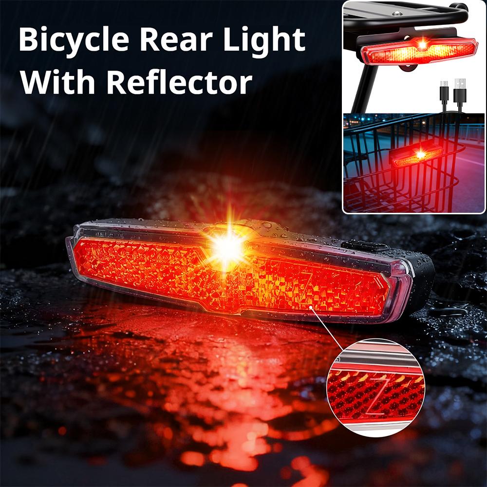 Bicycle Rack Tail Light IPX5 Waterproof Brake Sensing Bike Taillight Type-C Rechargeable Warning Lamp Bike Accessories2