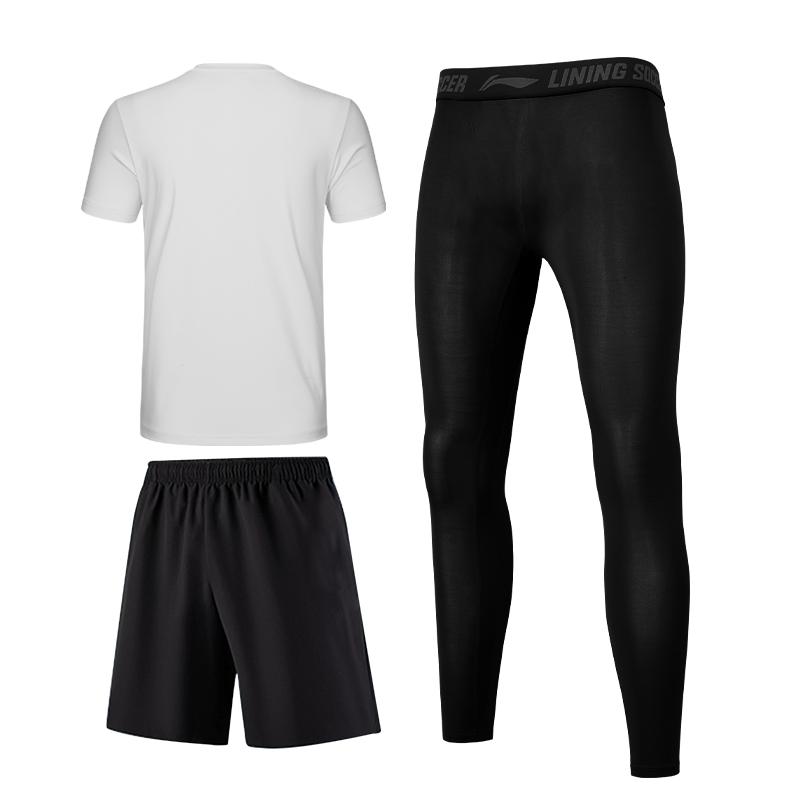 Li Ning Американский Ретро Хай-стрит Удобный Модный Простой Однотонный Универсальный Свободный Мягкий Приятный к коже Повседневный Спортивный Костюм MBZH155-2+MBZH023-1