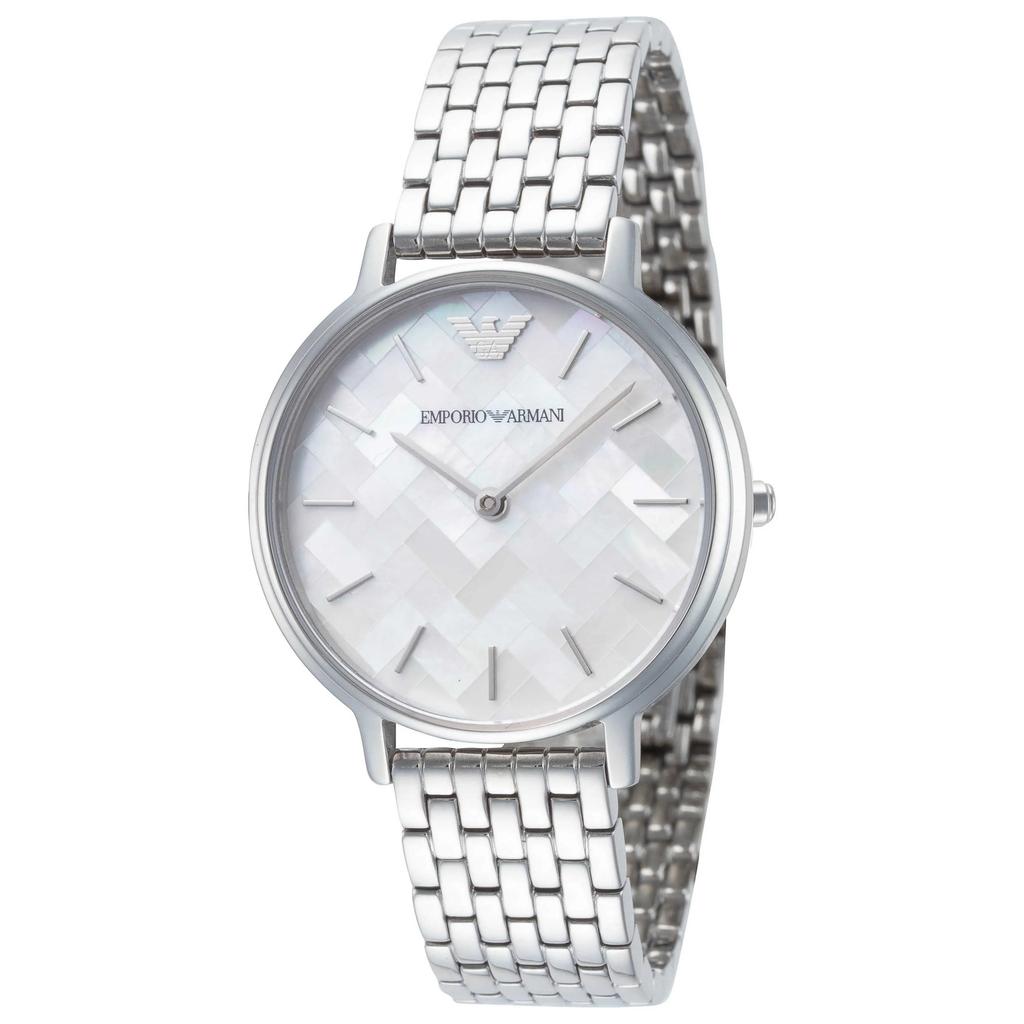 Emporio Armani Kappa Women's Quartz Watch Mother of Pearl (white, mosaic) Dial Stainless Steel Strap 32mm AR11112