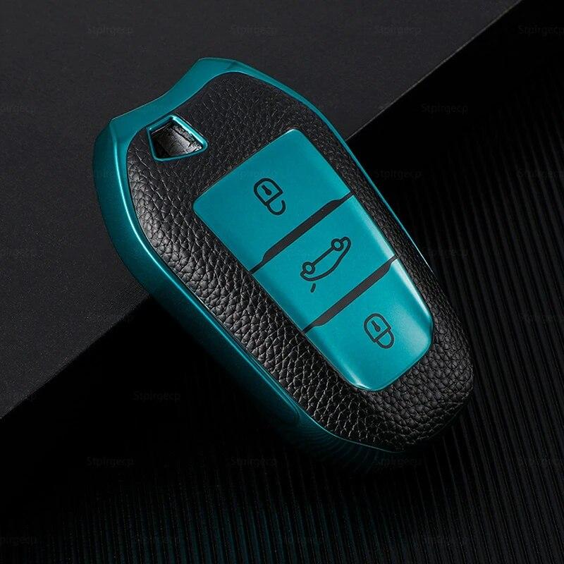 Кожаный чехол для дистанционного ключа автомобиля из ТПУ для Peugeot 308 408 508 2008 3008 4008 5008 Citroen C4 C5 X7 3 кнопки, защитный чехол-держатель