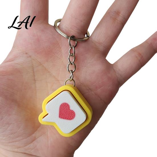 Keychain Fidget Toy 3D Printed Heart Clicker Keychain Pocket Size Finger Clicker Anxiety Stress Relief Push Button for Kids Adults Durable