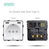 BSEED Wifi Выключатель для рулонных штор и 1/2/3-клавишные выключатели света EU/Французский тип Разъем USB Type-c Функция DIY Компоненты Стеклянная передняя панель