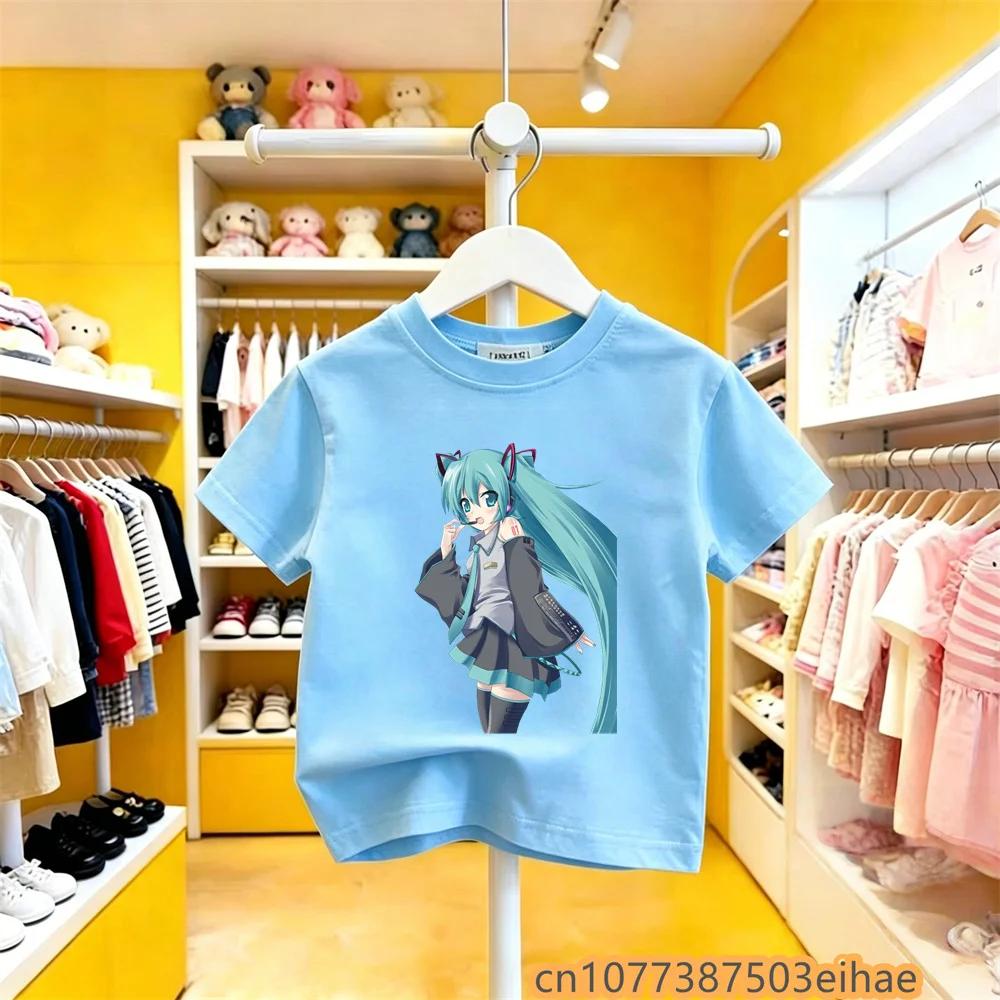 Hatsune Miku Future MIKU Line Classic Printed Pure Cotton Short Sleeve Casual Unisex Clothing New Design For Boys Girls Campus