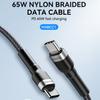 Плетеный кабель USB-C - USB-C PD 65 Вт 1 м черный