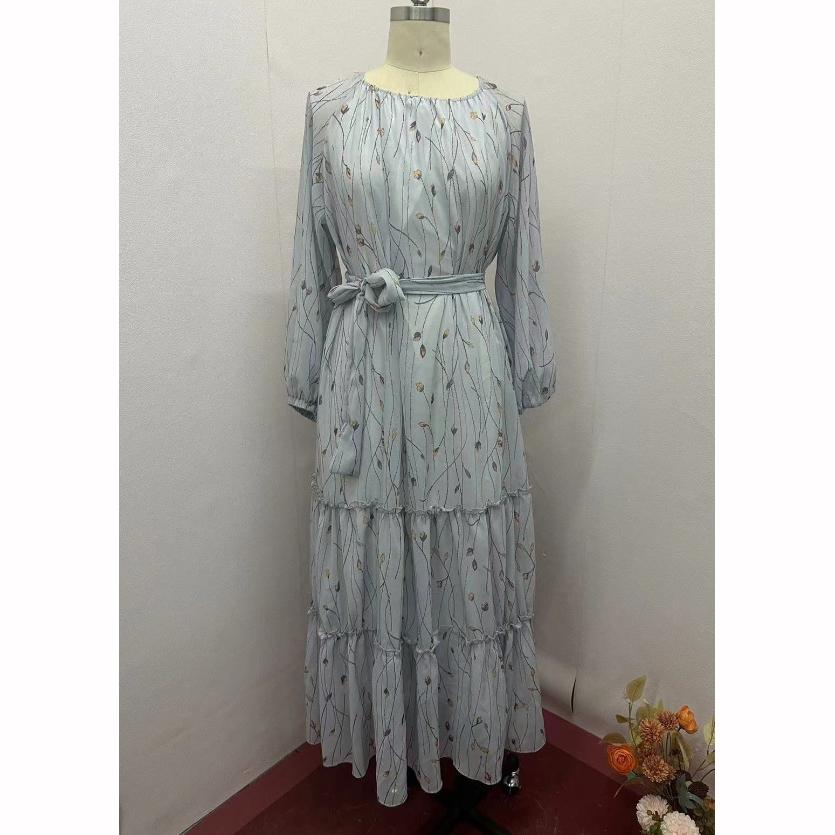 Мусульманское платье Абая для Ид, женское шифоновое платье с принтом и поясом, Джалабия, кафтан, ислам, Vestidos, Ларго, арабский длинный халат, Рамадан, Марокко, Абая