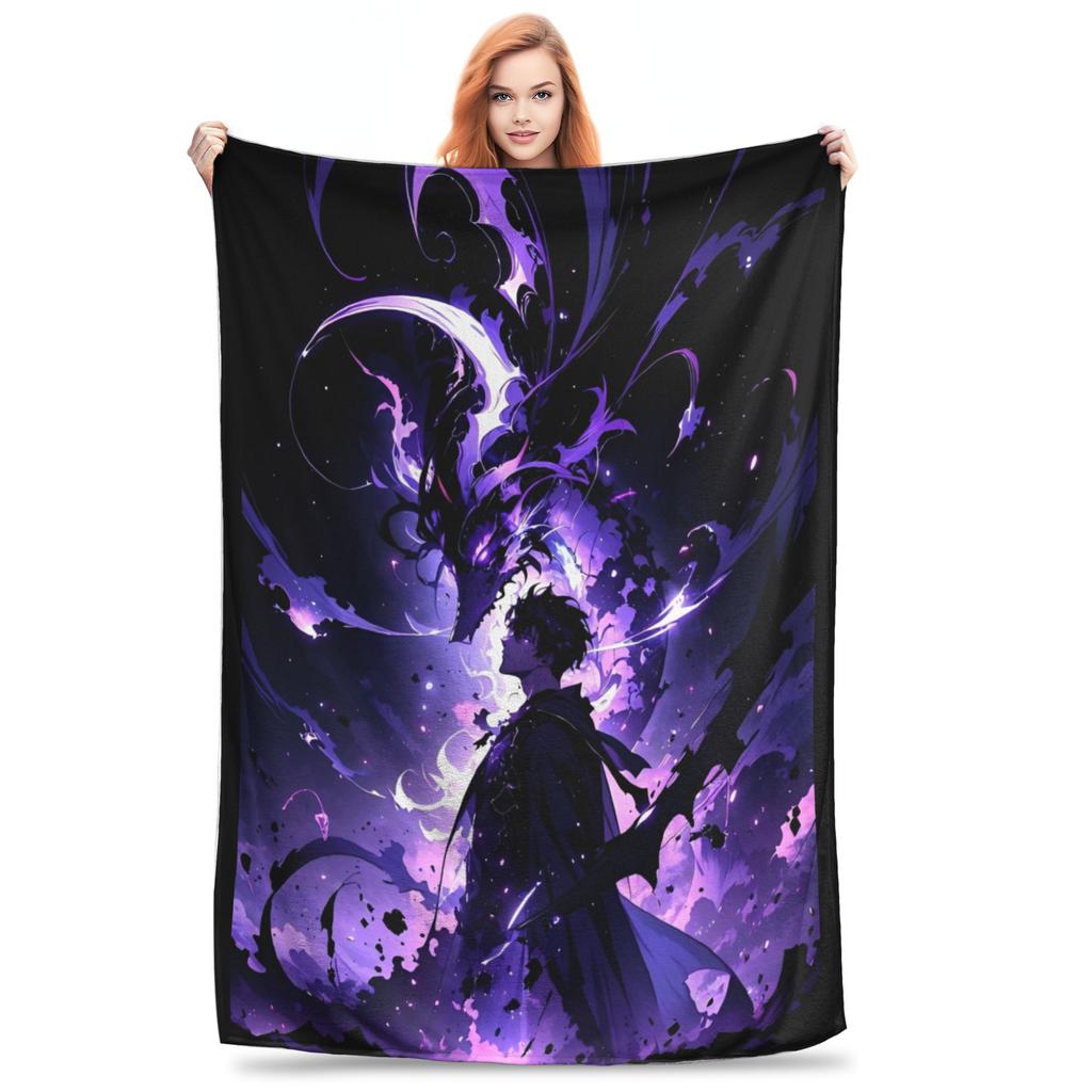 Плюшевый плед Solo Leveling Sung Jinwoo Аниме Пользовательский плед для кровати, дивана, кушетки 125*100см Покрывало