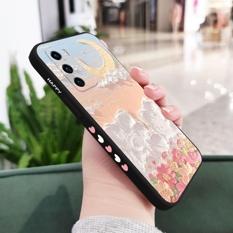 Чехол для телефона 'Цветы в масле' для Huawei P40 P50 P30 P20 Pro Lite Nova 5t Y7A Mate 40 30 20 Pro Lite Жидкий силиконовый чехол