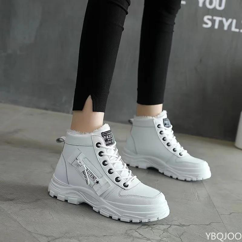 Новые женские зимние хлопковые туфли Повседневные высокие зимние ботинки Женские теплые кроссовки на платформе Ботильоны Большие размеры Zapatillas Mujer