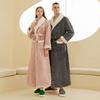 Men's Shawl Collar Robes Full Length Fleece Plush Bathrobes Soft Spa House Coat with Pockets Fluffy Spa Robes Unisex Winter Cozy Warm Spa Long Robe