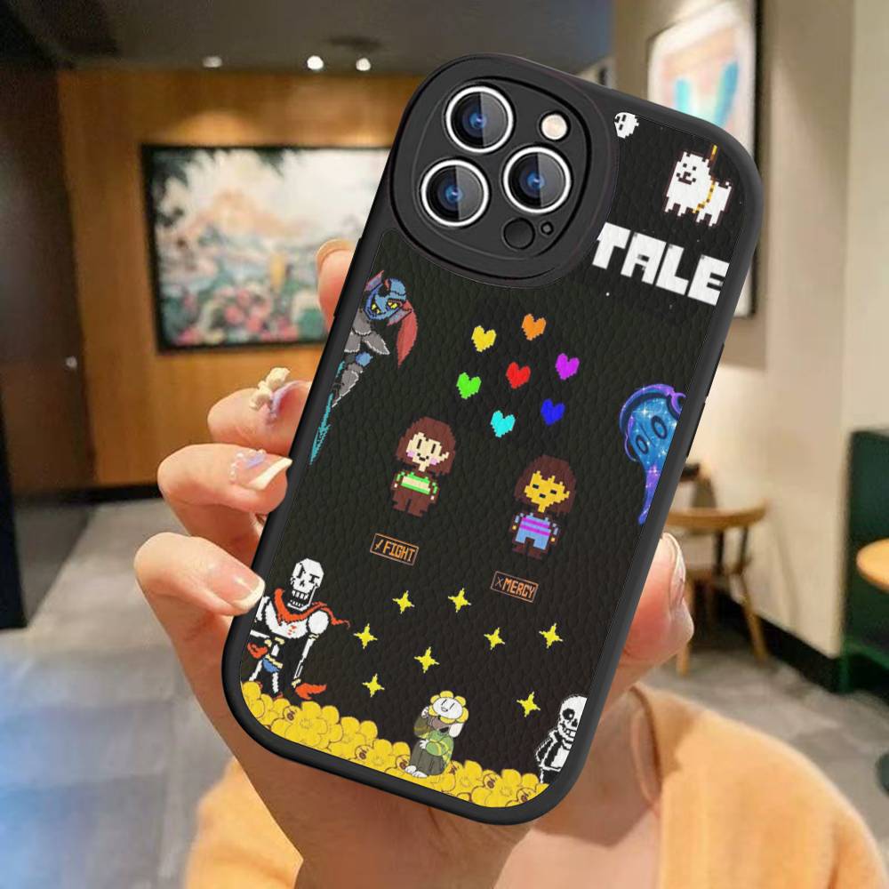Кожаная чехол-книжка U-Undertale для IPhone 16 15 14 13 12 11 Pro Max Plus
