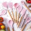 hiino kano Kitchen Utensil Set, Cookware, Baking Utensils, Kitchen Utensils, Heat-Resistant Silicone with Wooden Handles, Dishwasher Safe, Suitable fo