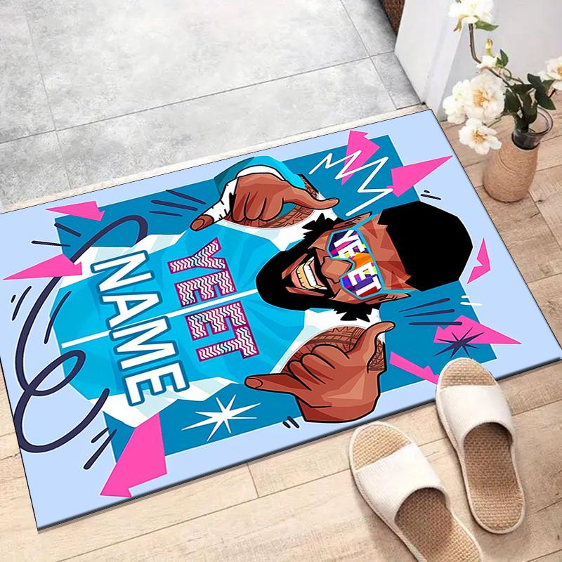 Custom JEY USO YEET Mat Personalized Name, Polyester Washable Indoor Entryway Rug, Gift for Christmas, Easter, Thanksgiving Day