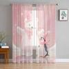 Christmas Pink Bears And Penguins Curtains For Living Room Bedroom Home Decoration Window Voile Tulle Curtain Drapes