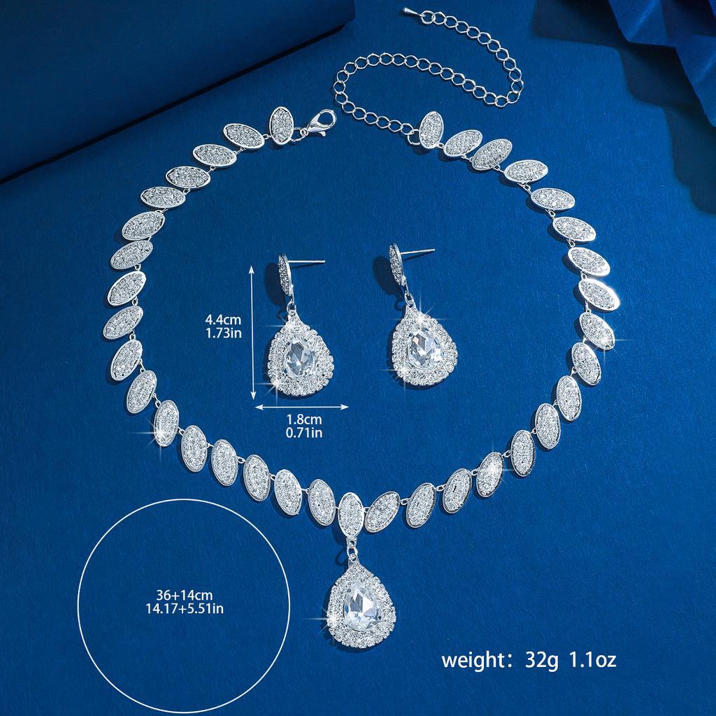 3 шт. Женская мода медная инкрустированная цепочка-коготь Starlight Water Drop ожерелье серьги комплект подходит для свадьбы, вечеринки, фестиваля GIF