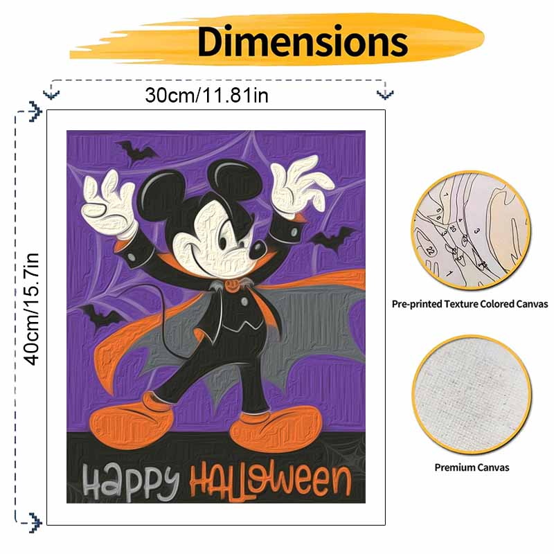 Disney handmade diy oil painting digital painting kit Mickey Mouse pumpkin festival home living room entrance decoration hanging painting