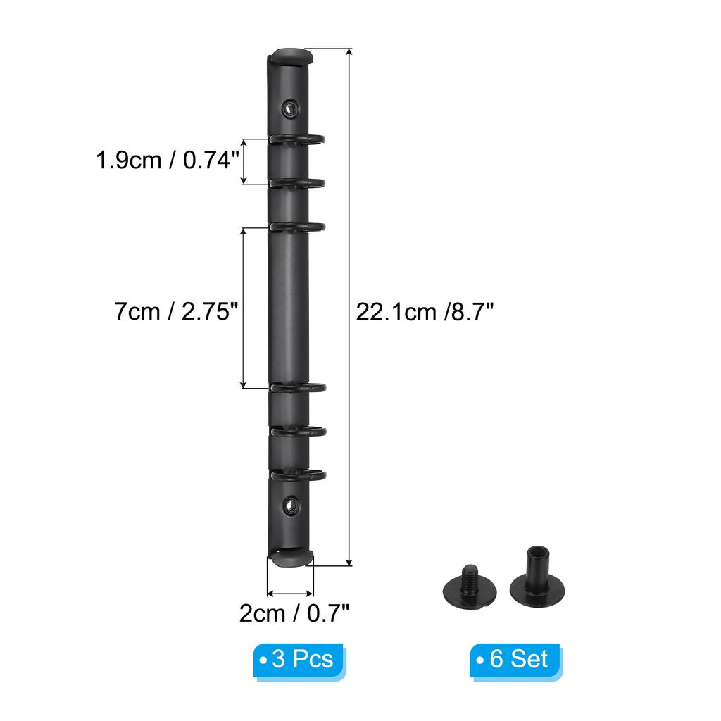 1-6Set A5 A6 6Hole Ring Binder Mechanisms Binder Spines for Binder Planners Notebook Metal Binder Ring Buckle Notebook Accessory