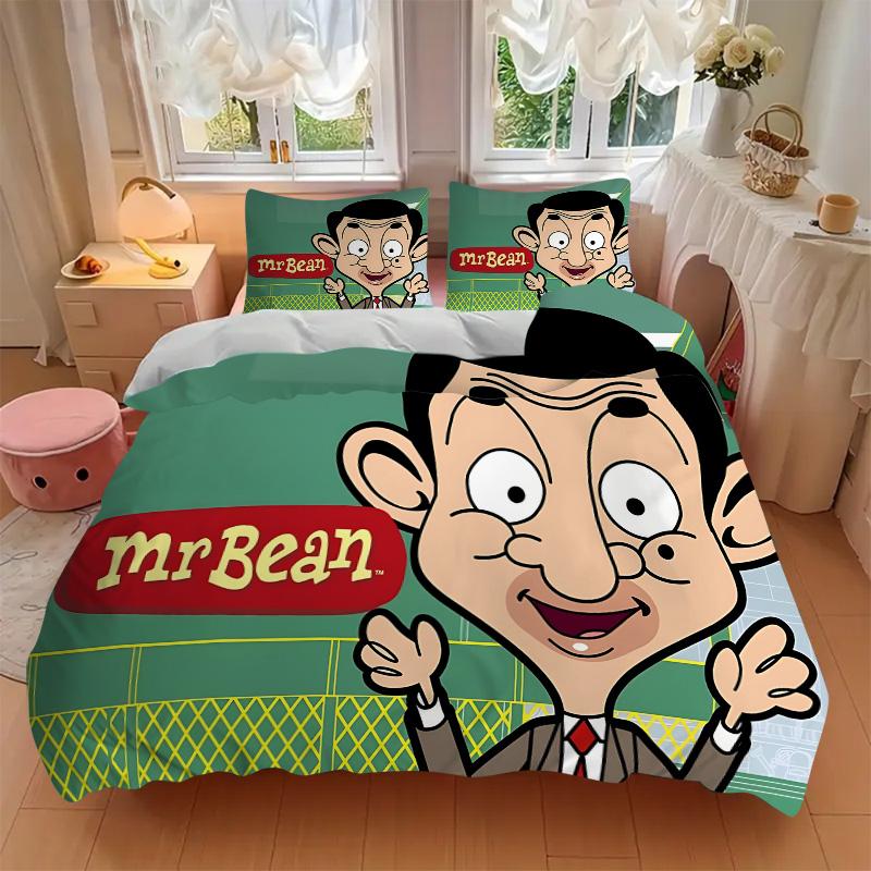 Mr Bean'S Adventures Print 3Pcs Bedding Setduvet Cover With 2 Bedropillowcase Home Birthday Gift