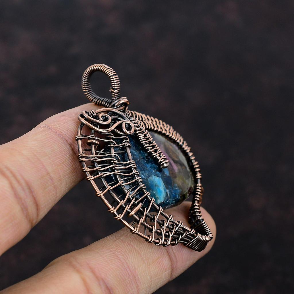 Подвеска с арбузным турмалином, подвеска из медной проволоки, изящная подвеска, ювелирное изделие из медной проволоки, подвеска ручной работы, драгоценный камень, ювелирное изделие для подарка