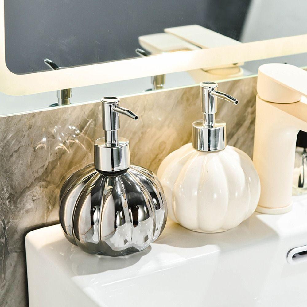 Ceramic Liquid Soap Dispenser Pumpkin Shape Pump Bottle Minimalism Foam Dispenser  Laundry Room