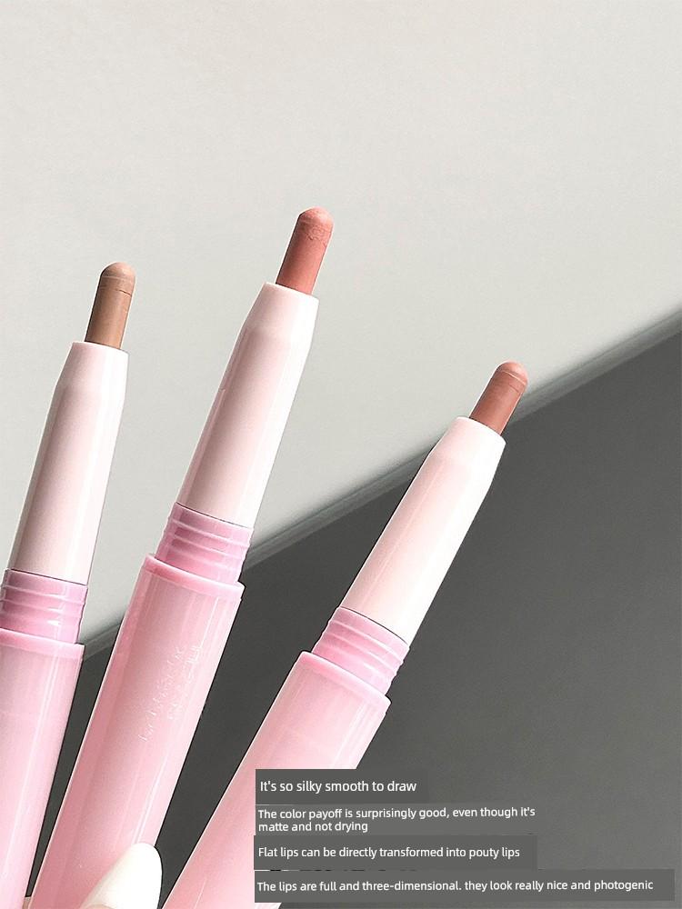 Mikiplum Lip Liner Pen Multi-Functional Matte Velvet Nude Color Long-Lasting Base for Contouring and Blending to Enhance Lips