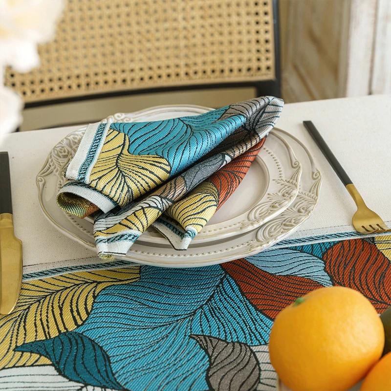 Скатерти с узором в виде листьев, современное домашнее свадебное украшение, скатерть, кухонный декор, чехлы на столы для телевизора, салфетки, флаг для кровати