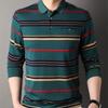 Men's Spring Autumn New Striped Long Sleeve Pockets Button Tees Turn-down Collar Pullover Business Casual Loose Tops