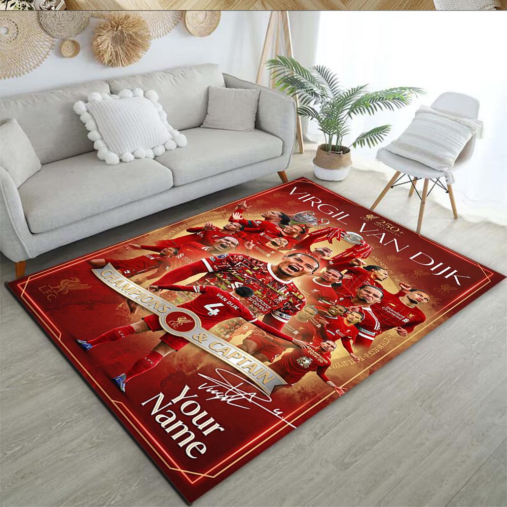 Liverpool Fc Personalized Name Area Rug Suitable For Kitchen Hallway Entryway Dining Room Antislip Rug Anime Office Decor