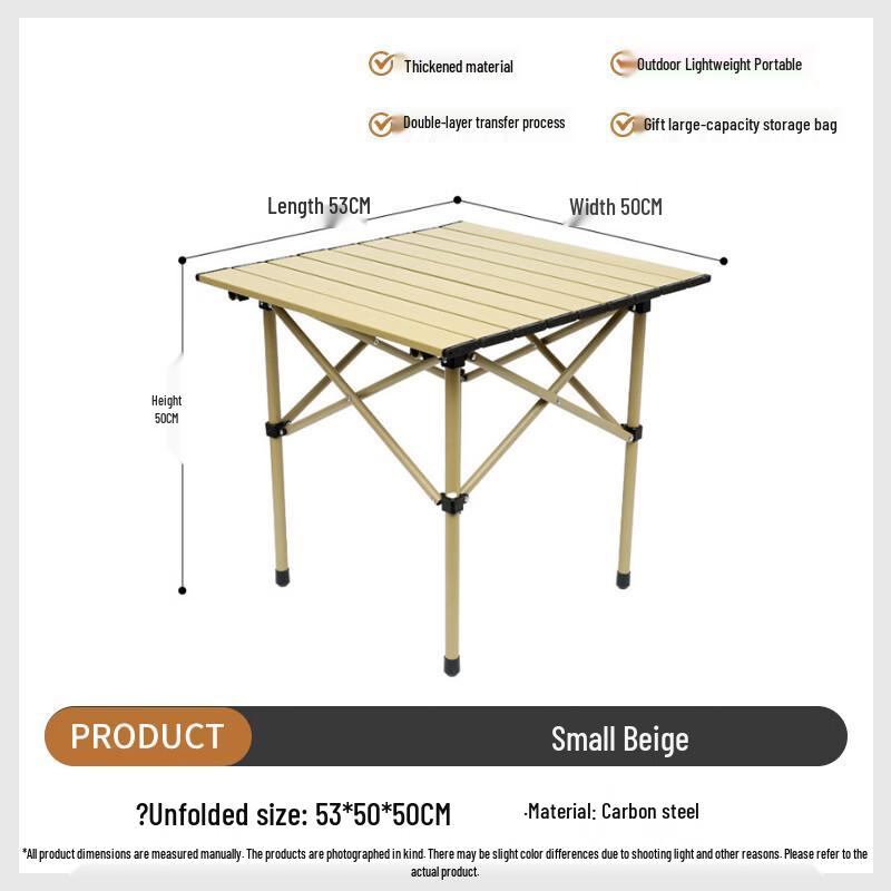 OEING Foldable Metal Roll-Up Camping Table