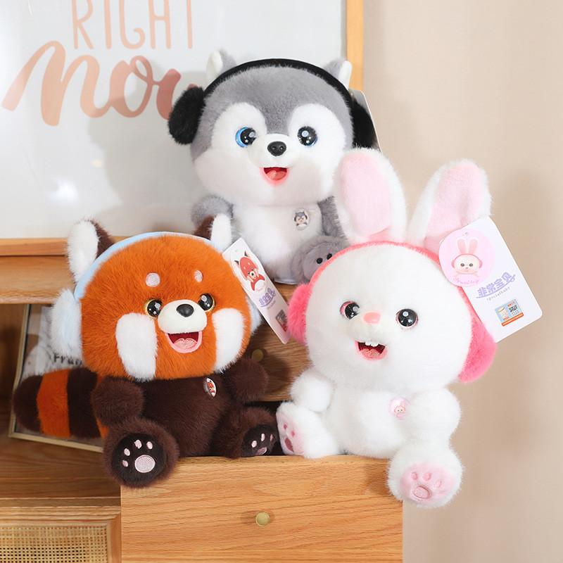 Soft Plush Playful Panda Raccoon Bunny Doll Cozy Stuffed Animal For Kids