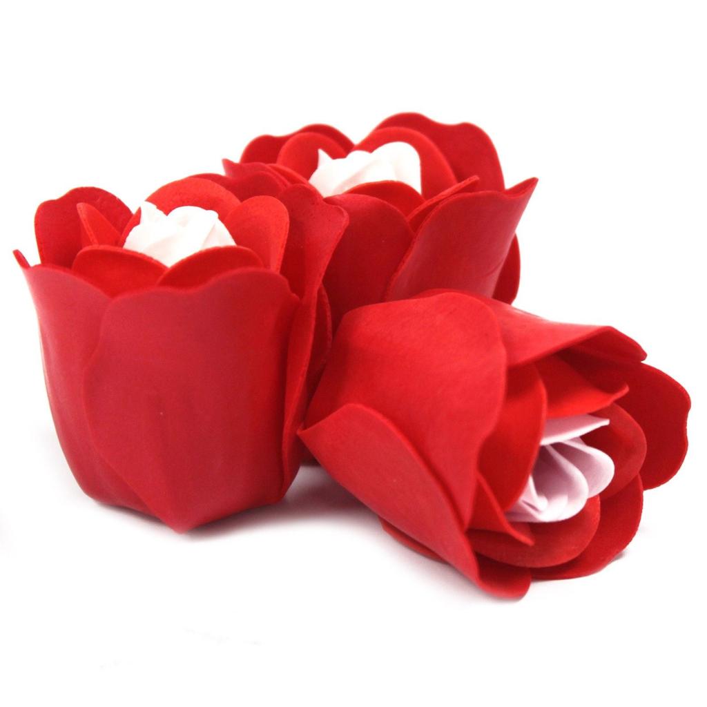 4x Soap Flowers Heart Box Red Roses 3-Pack