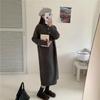 Нежный лацкан свободный ленивый стиль новое платье осень и зима длинный вязаный модный универсальный свитер