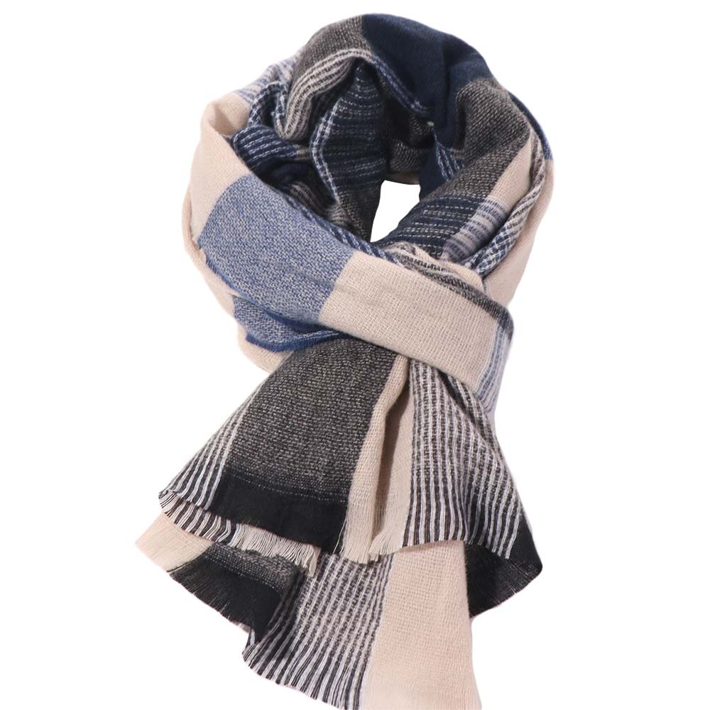 Korean Winter Plaid Scarf Thicken Checkered Scarf Fashion Men's Plaid Scarf Gifts