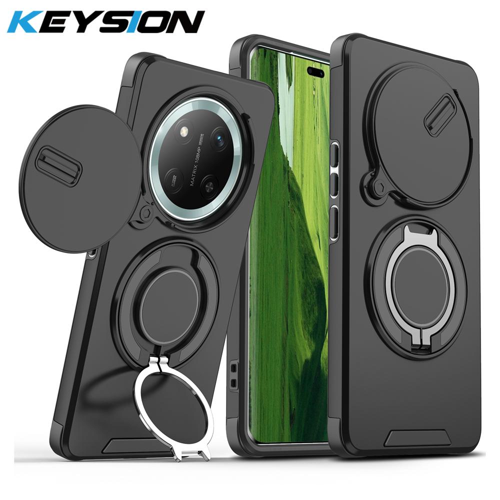 KEYSION Чехол для телефона с кольцом-подставкой 360° для Honor X9c 5G X9c Smart Защита камеры со сдвижной шторкой Магнитный противоударный чехол для Magic 7 Lite