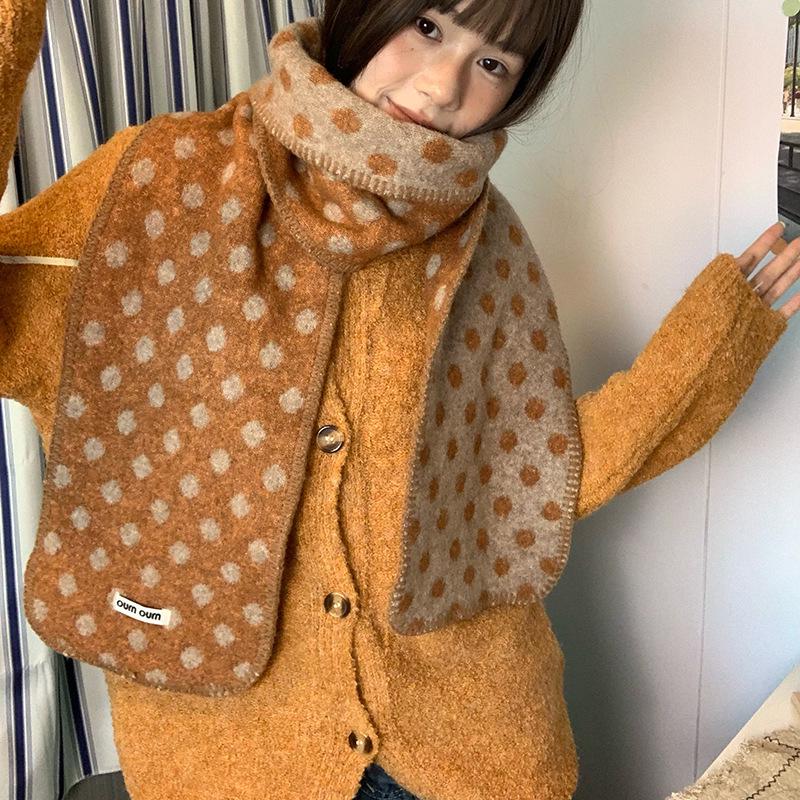 Luochi Knitting~Mu Series Polka Dot Scarf: Soft, Versatile, Warm Neck Warmer for Men and Women, Perfect for Autumn and Winter.