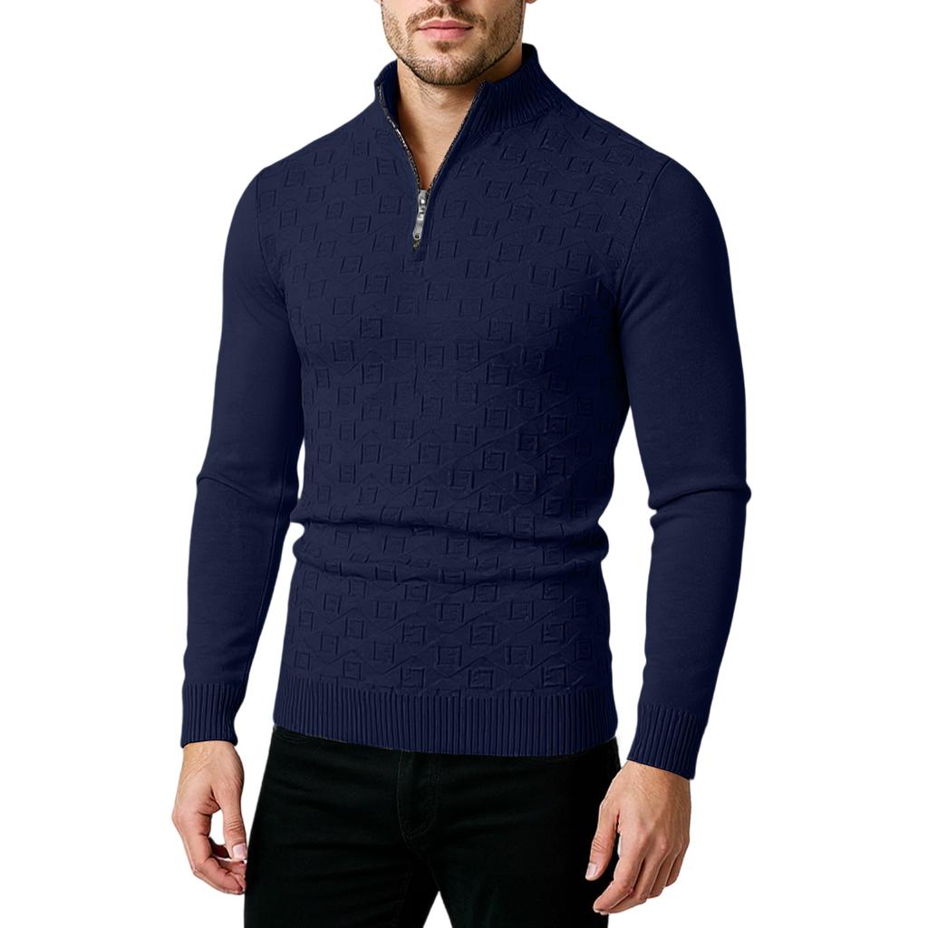 Men  Trend  Leisure  Half Zipper  Standing Collar  Knitted Sweater  Sweater