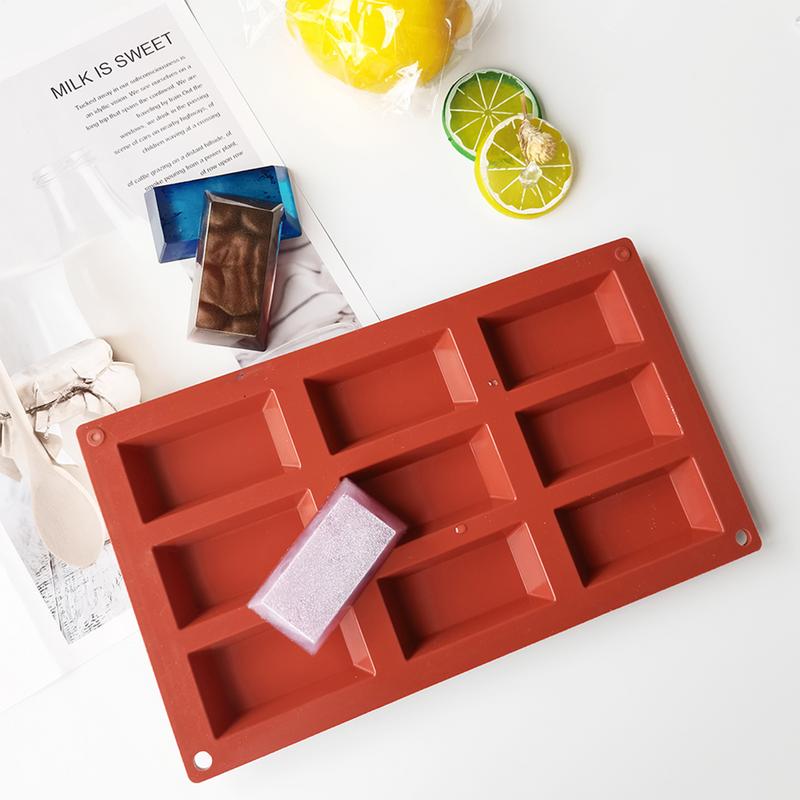 9-Cavity Silicone Dessert Molds For Chocolate Non-Stick Square Cake Mold Biscuit Chocolate Mold DIYDessert Kitchen Baking Tools