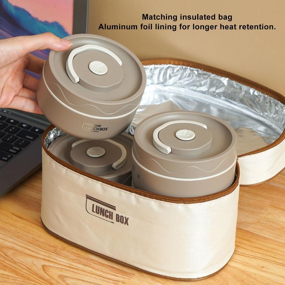 2PCS/3PCS/4PCS With Insulated Bag Thermal Bento Box Stackable Food Container For Picnic