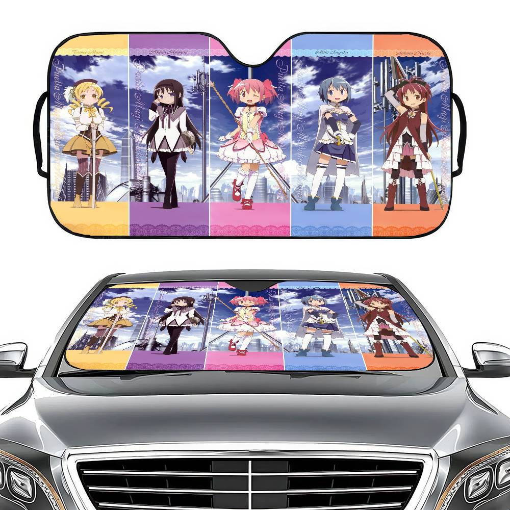 Amine Cute Puella Magi Madoka Magica Car Windshield Sun Shade Foldable Car Front Covers Car Sunshade For Car Accessories Blocks