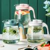 Glass Water Pitcher Ice Water Tea Pot with Lid Heat Resistant Juice Jug with Precise Scale Line Iced Coffee Milk Drinking Kettle