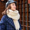 40*200CM Female Winter Solid Color Knitted Scarves Couple Thickened Warm Woolen Windproof Tassel Scarves